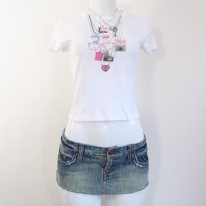 y2k layered necklace graphic baby tee charms print